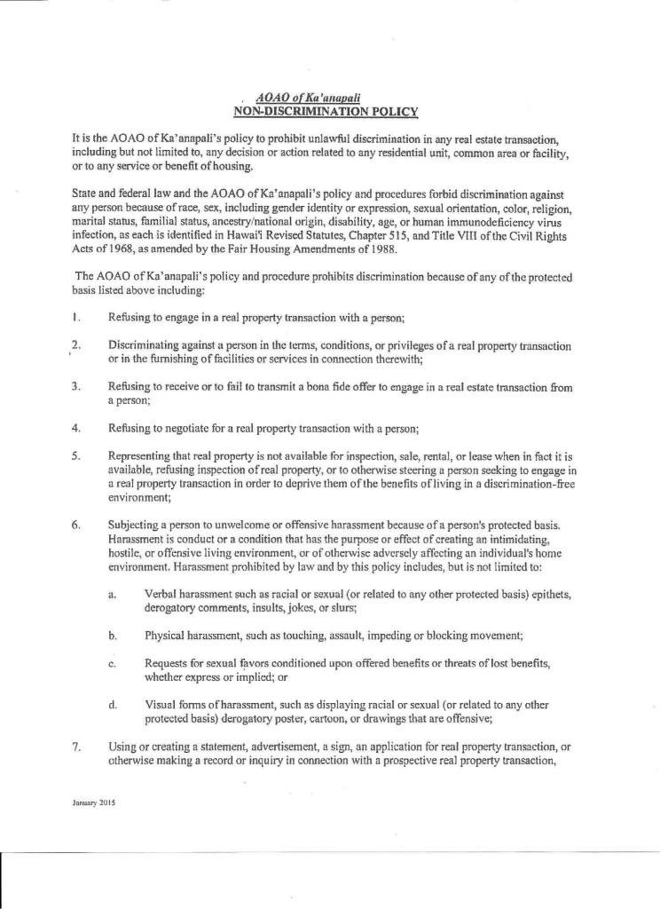 Non-discrimination policy document with guidelines.