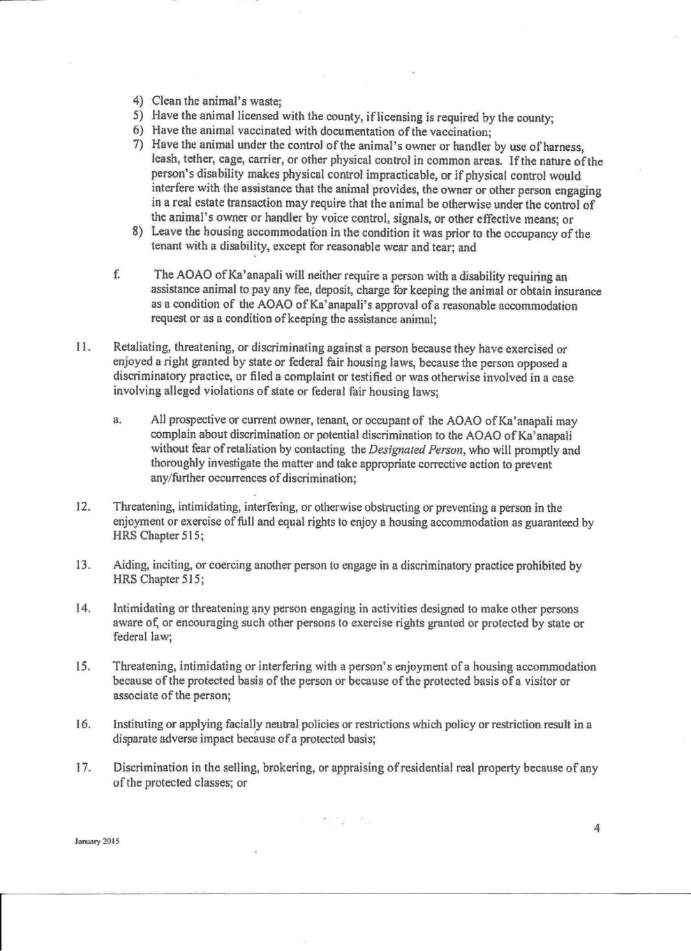 A typed document with sections and bullet points on a white background.